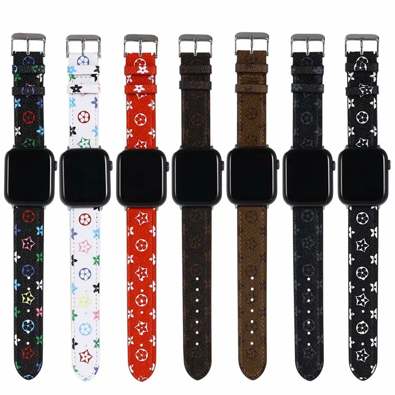 

Luxury design for apple watch bands Leather material watch strap for watch series 6 5 4 3 2 1 44mm 42mm 40mm 38mm band, Black/brown/green