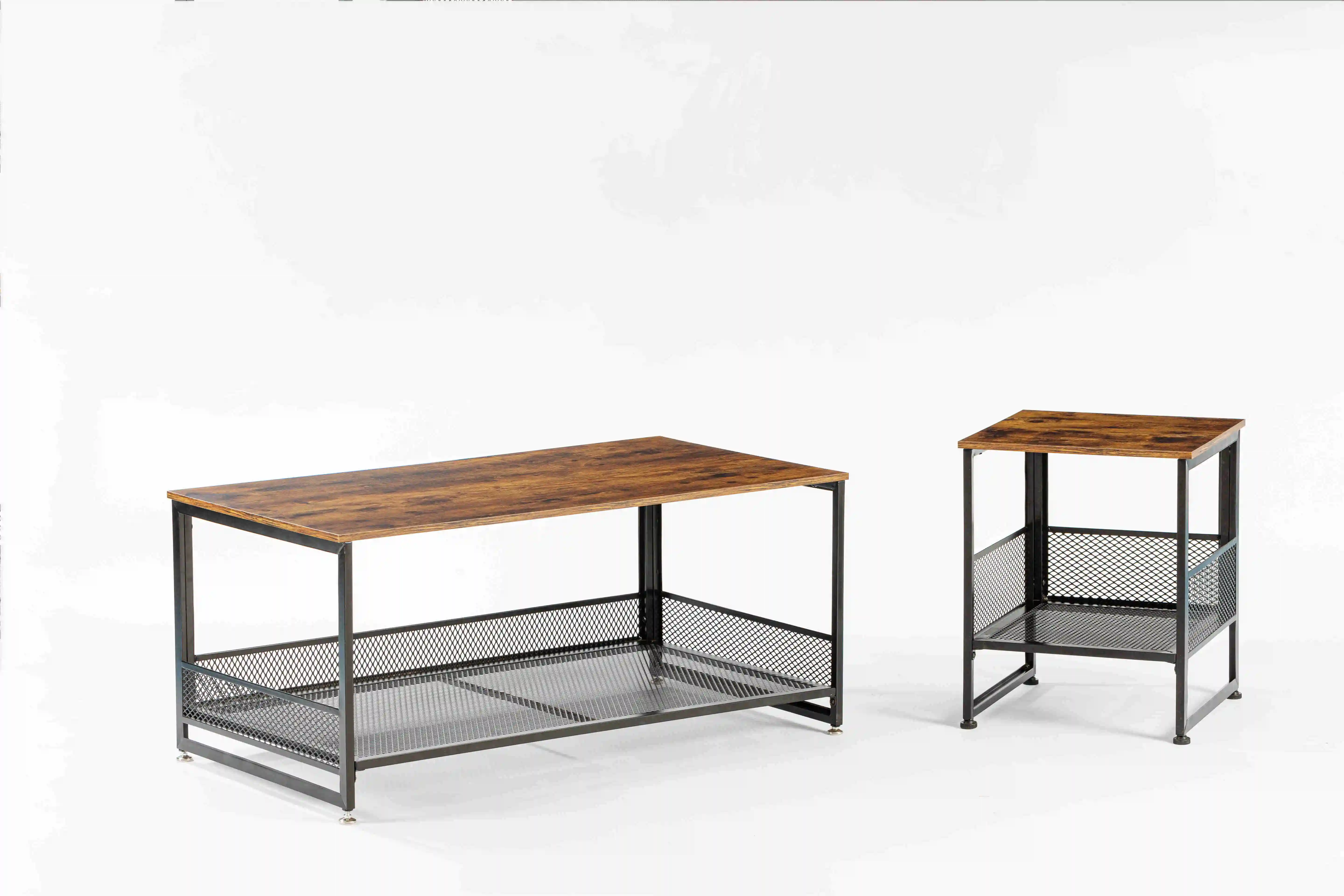 客厅现代乡村风格的木质茶几金属框架木制顶级咖啡桌