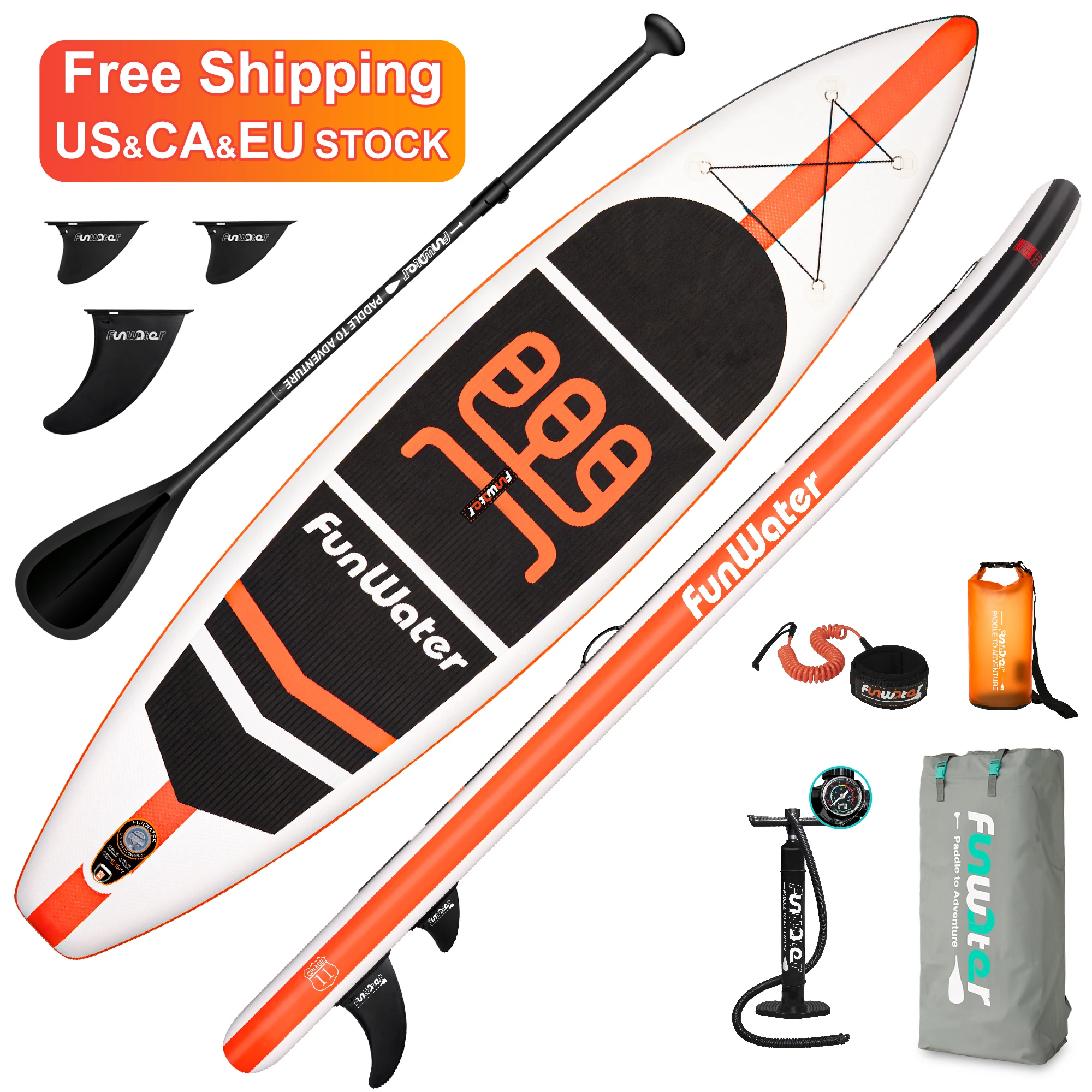 

FUNWATER Free Shipping Dropshipping OEM hot sales surfboards inflatable paddle board surfboard paddle stand up, Orange