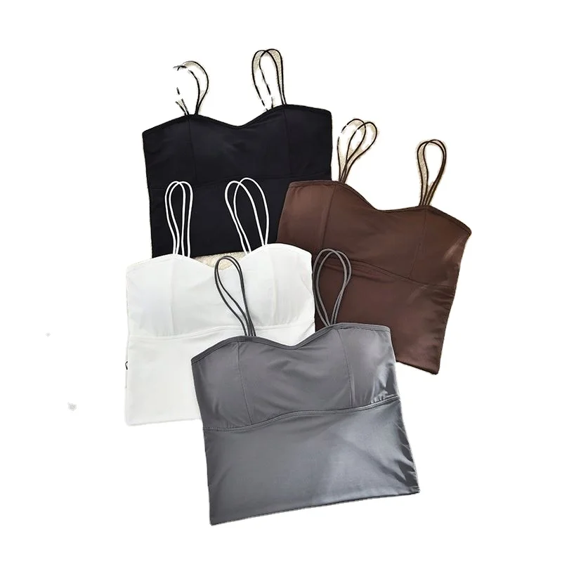 

Wholesale high quality Soft ice silk Thin shoulder strap women bra underwear Halter Vest ladies bra, Customized color