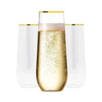 

China manufacture leadfree Clear customized frosted decal stemless champagne glass flutes