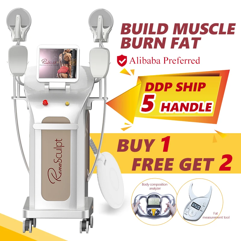 

Renasculpt Max 5 Handle 10 Tesla Emslim 4 Handle Ems Sculpt Contouring Body Fat Burn Ems Muscle Stimulator Machine