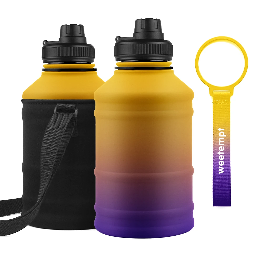 

Portable Sports water bottle with rope 2.2L stainless steel motivational water bottle large, Customized color