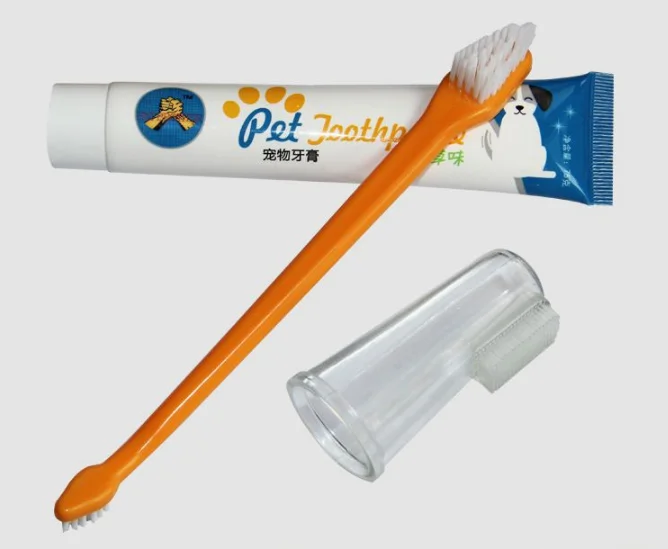 

Dog Teeth Cleaning Brush Pets Soft Toothbrush Pet Teeth Brush Set Toothpaste, Orange