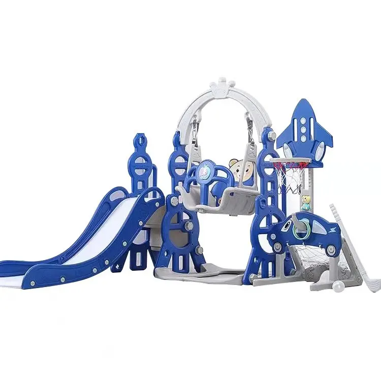 

Wholesale High Quality Indoor Combination Blue Kids Plastic Kids Slide Swing