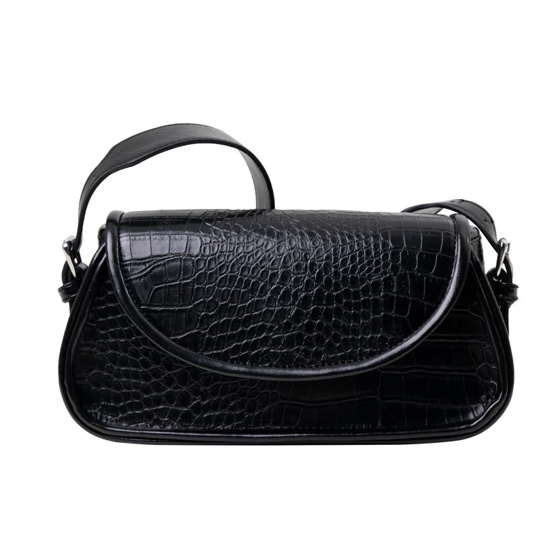 

2021 fashion crocodile pattern shoulder hand bags women purses and handbags ladies armpit bag with wide strap, 2colors