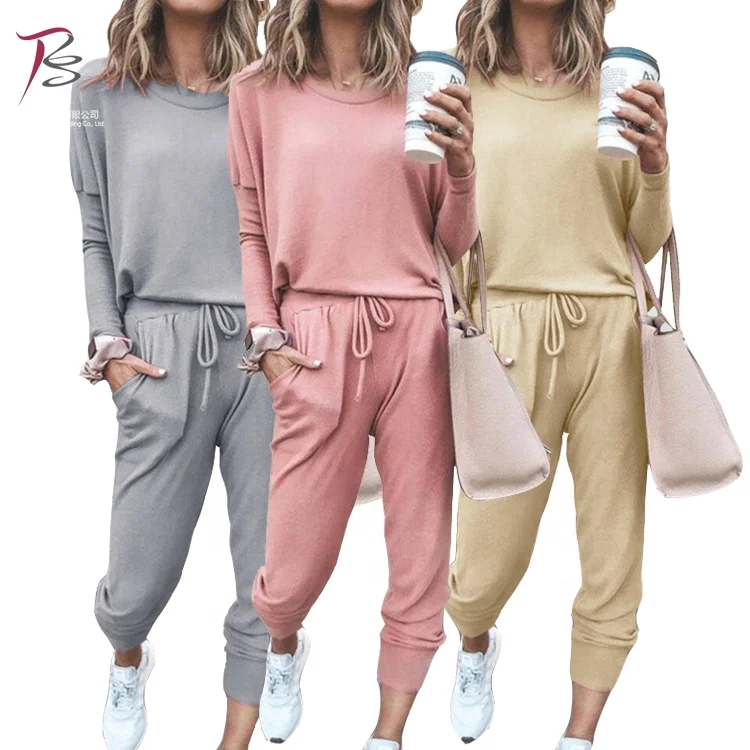 

Amazon hot sale casual wear women loose solid color long sleeves home casual wear vestidosv casual