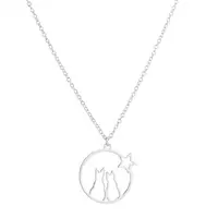 

Hot style stainless steel cat necklace sweet cute girl lovers star cat necklace