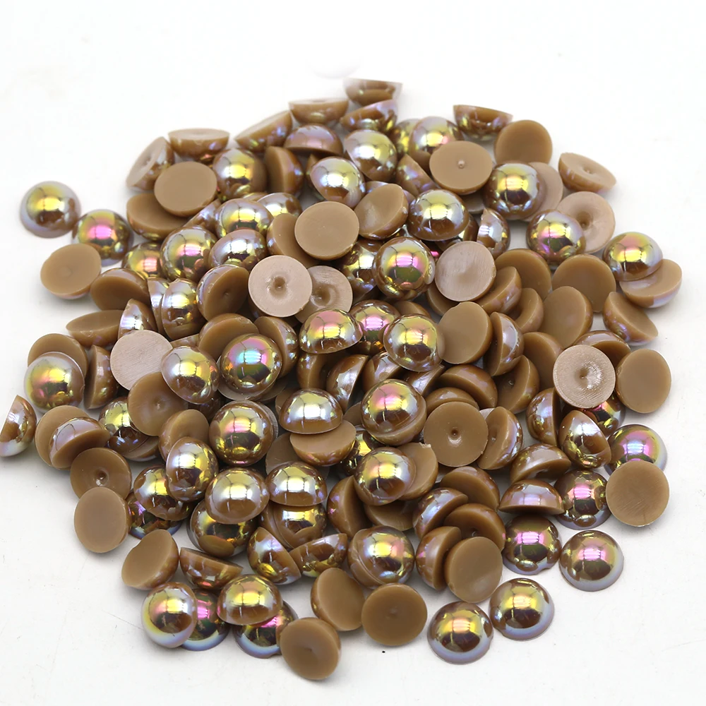 

Lt.Coffee Ab 1.5-16mm Abs Hlaf Pearl Flatback Cabochon For Handmade Diy 113 Colors To Choose From