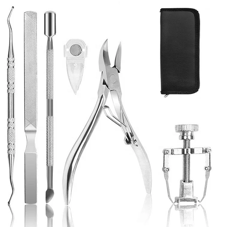 

7 Pieces Manicure Set Pedicure Nipper Tool Kit stainless steel Nail Clipper Cutter Kit Ingrown toenail corrector Cuticle Pusher, According to options