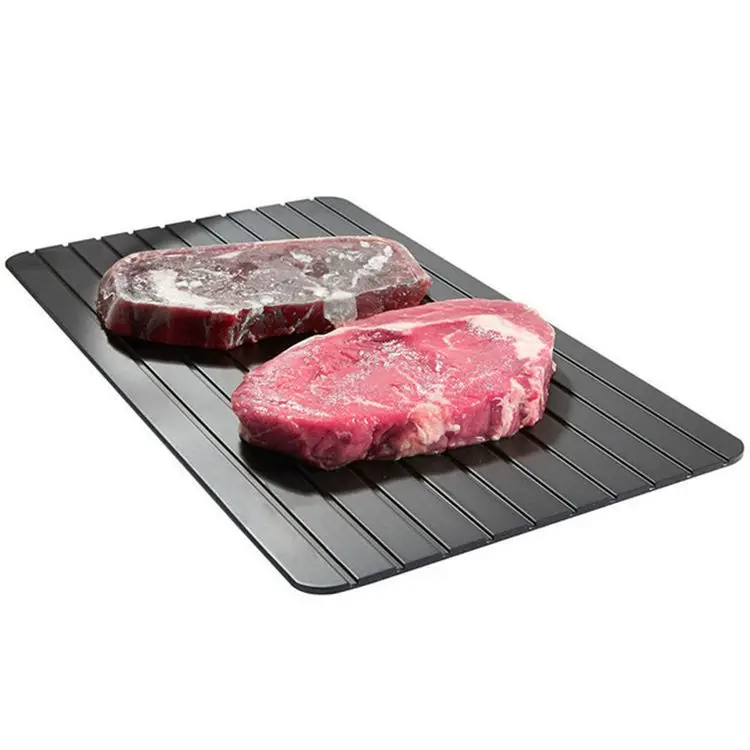 

2021 Dropshiping Aluminum Frozen Food Quick Defrosting Tray Frozen Meat Board Kitchen Gadget Tool Food Grade Thawing Plate, Black