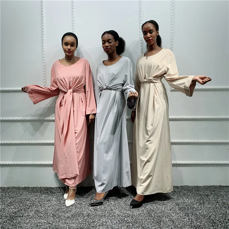 

2019 new stylish high quality soft crepe women abaya in dubai, Black,gray,light purple,beige,pink