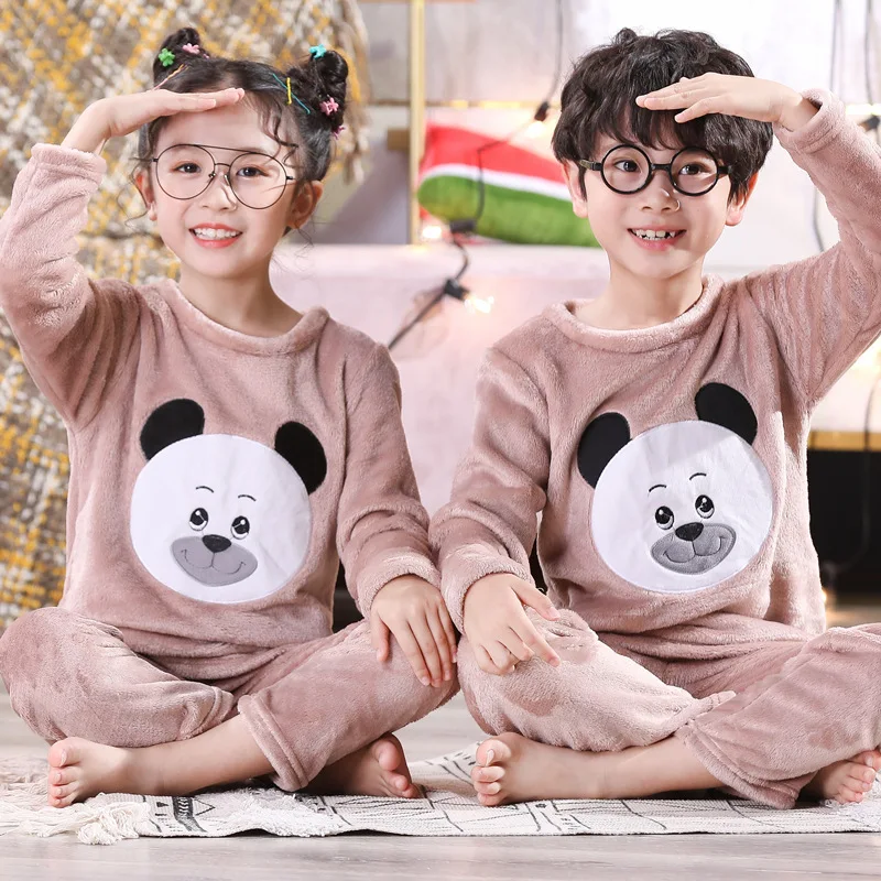 

Winter Girl Home Clothes Pyjamas Boy Pijama Ninos Piyama Anak Girls' Sleepwear Two Piece Set Child Clothing Kid Flannel Pajama