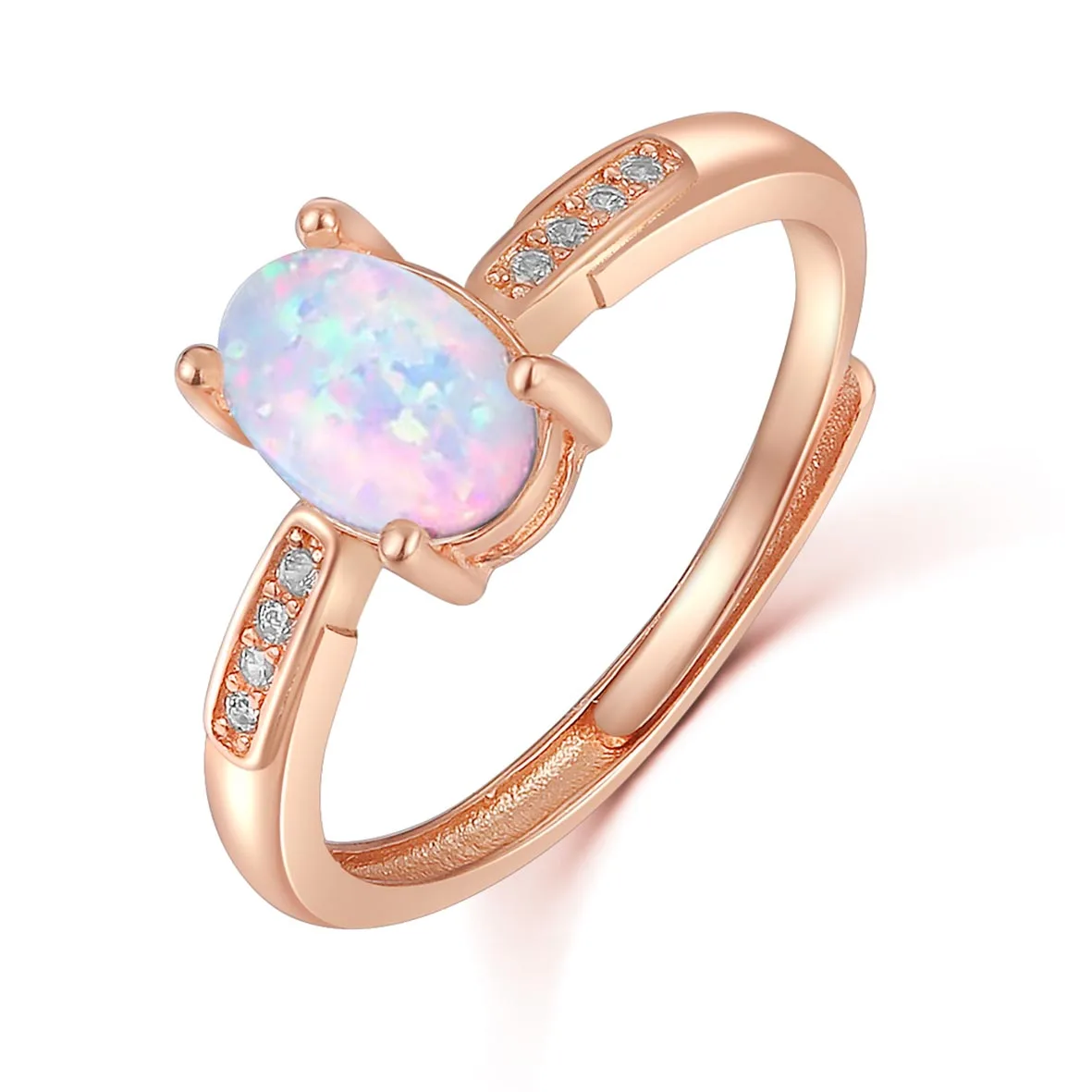 

Beautiful Rose Gold Plated 925 Sterling Silver 1.25ct Natural Australia White Opal Jewelry Fire Opal Solitaire Ring