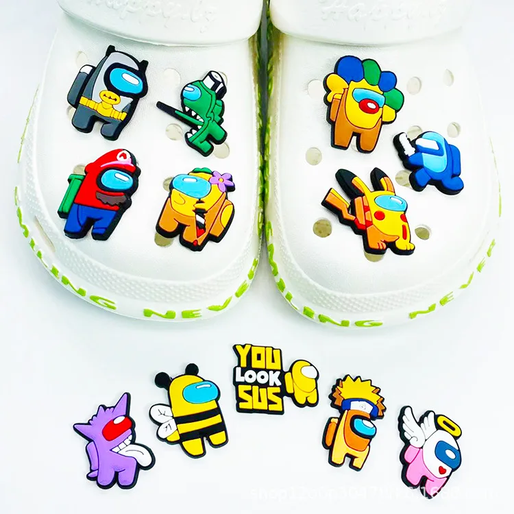 

Wholesale hot selling cartoon cute anime 3D children's clogs shoes flower shoes charm, As picture/custom