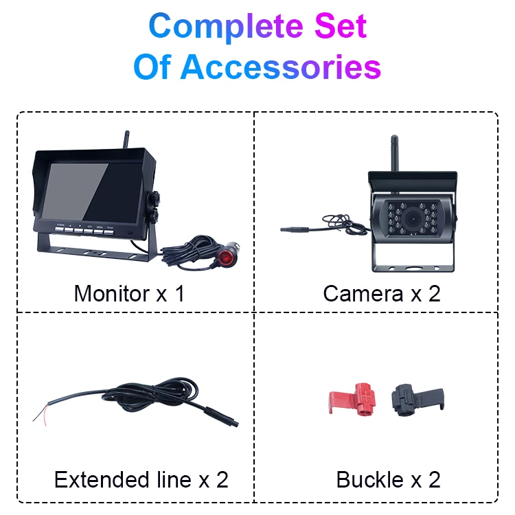 7 Inch Car Rearview Wireless Digital Reverse Backup Camera Kit For