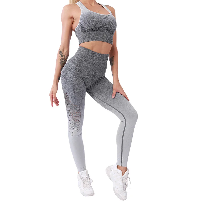 

women's fitness Yoga suit gradient Breathable Wicking Hanging dye Nine pants dropshipping waist trainer Tight Hip Lift yoga pant