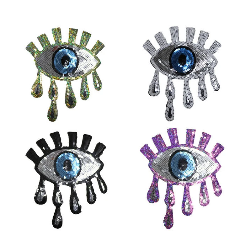 

Wholesale Cartoon Fashion Eyes Embroidered Sequin Applique Patch For Clothing Bag