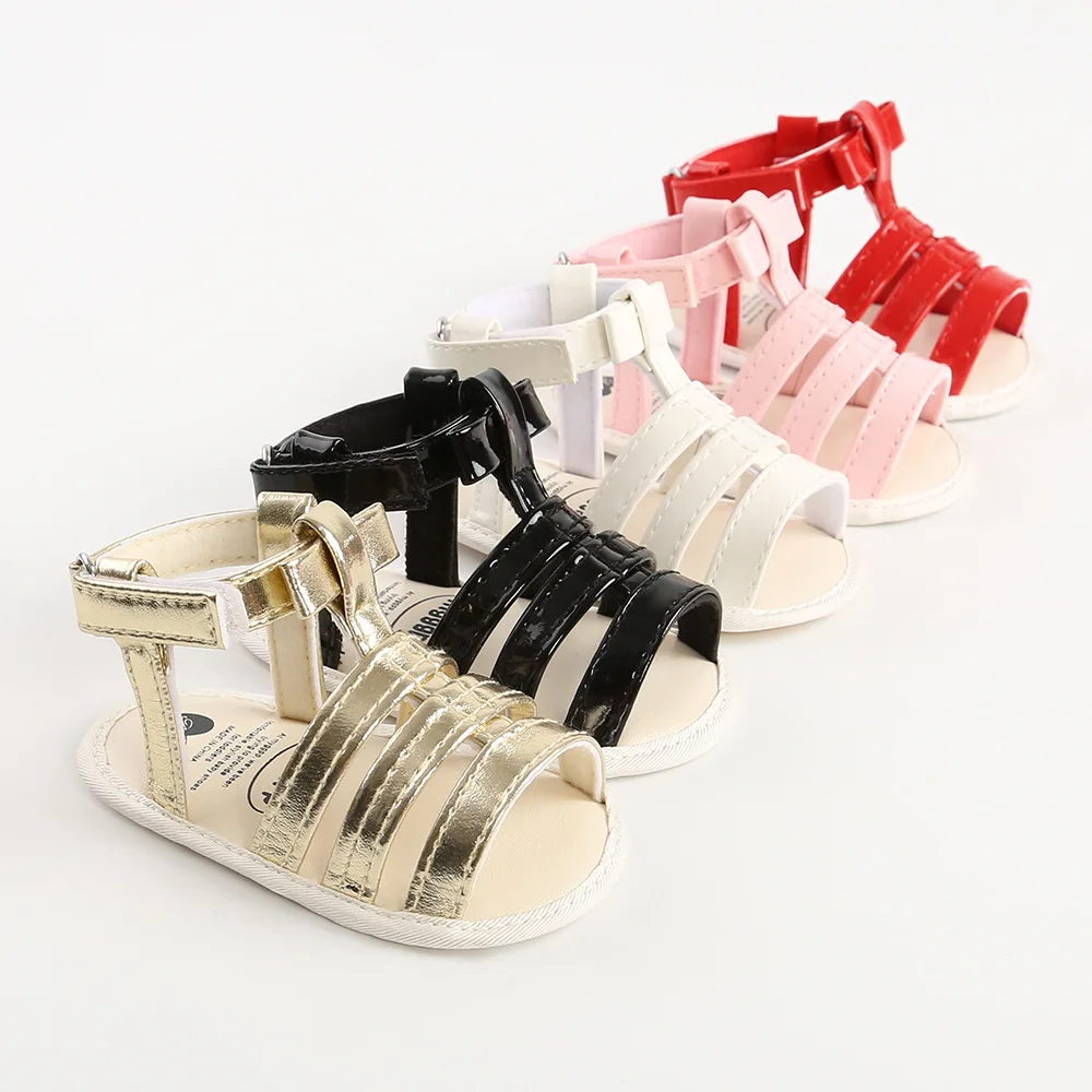 

PU Leather Baby Toddler Sandals Unisex, White/red/black/pink/gold