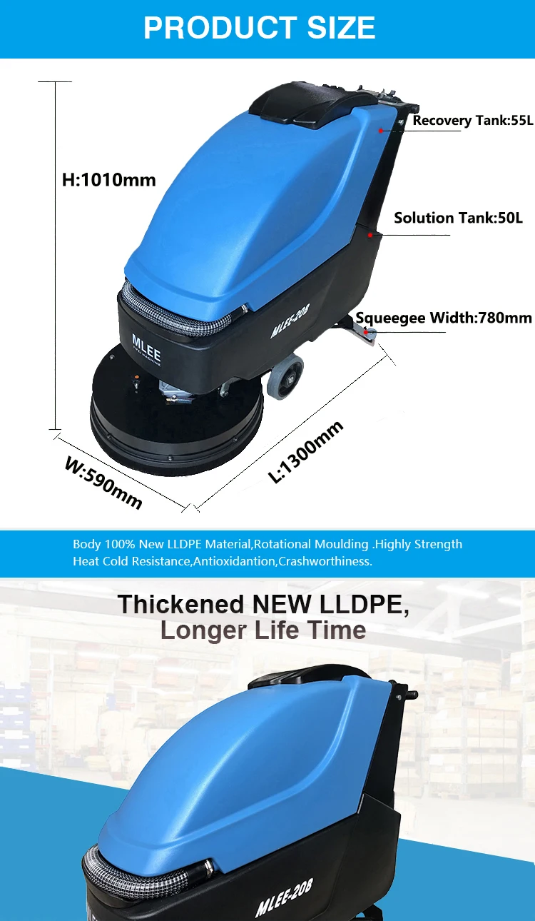 MLEE20B New design auto electric auto manual floor scrubber drier machine