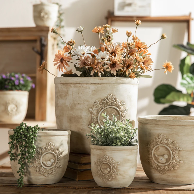 

new terracotta flower pot Custom American Classic Embossed Bird Flower Pot Ceramic Best Quality Decorative Modern Indoor