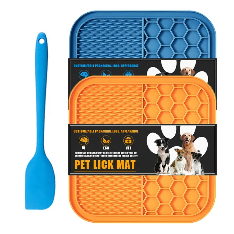 

21*21 CM Dog Lick Mats Dogs Pets Licking Mat Pad For Silicone Treat Pet Dog Lick Pad, Orange,blue