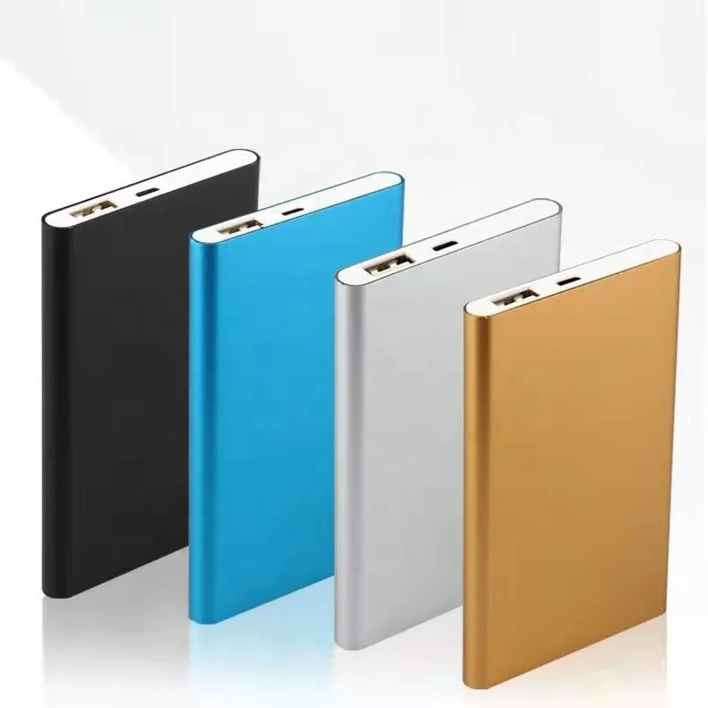 

Hot Sale Custom Logo Mini Power Bank 5000mah Mobile Charger PowerBank, Promotional Gift Portable Slim Power Bank, Silver, black, red, blue etc