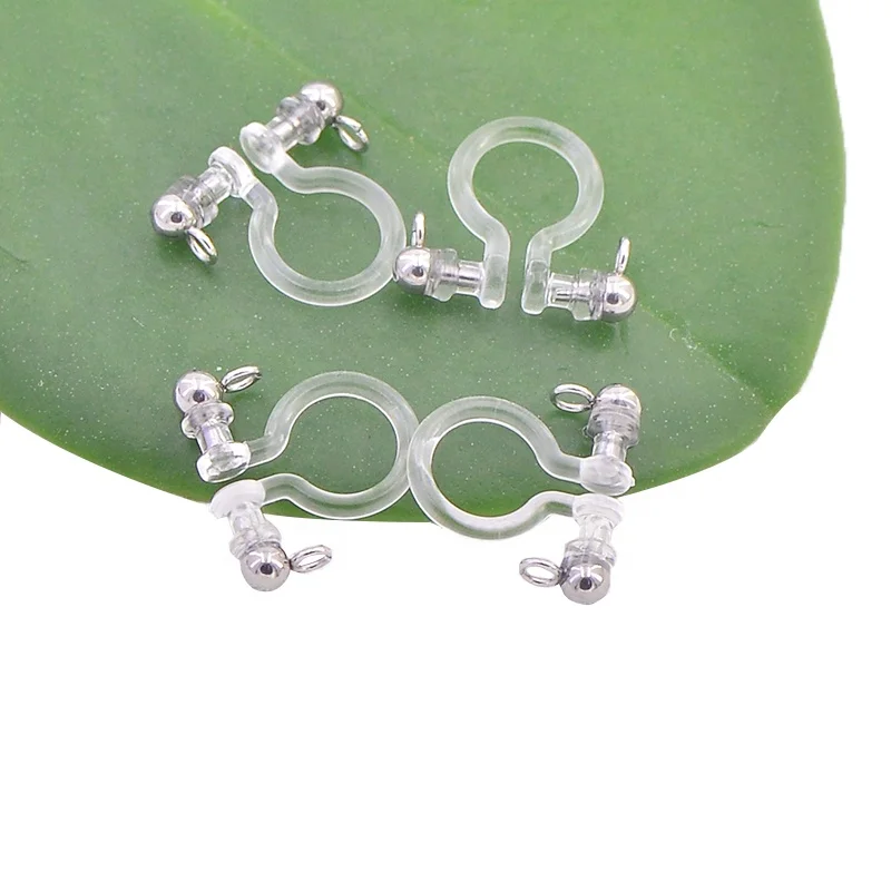 

Golden metal pin double head with flat ring resin plastic earring findings for jewelry making, Clear