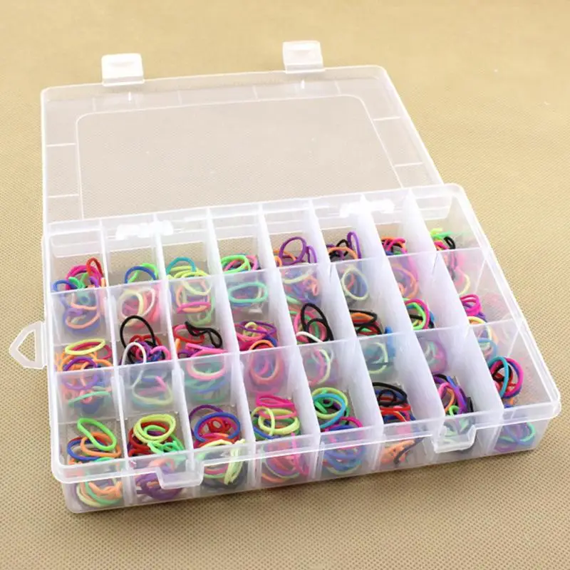 

24 Cells Storage Box for Jewelry Adjustable Plastic Case DIY Rectangle Case for Bead Ring Jewelry Container Display Organizer, Clear