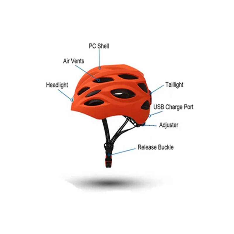 

2021 hot selling high density EPS foam and PC material integral molding adjustable adult bicycle helmet, Black,white,orange,blue