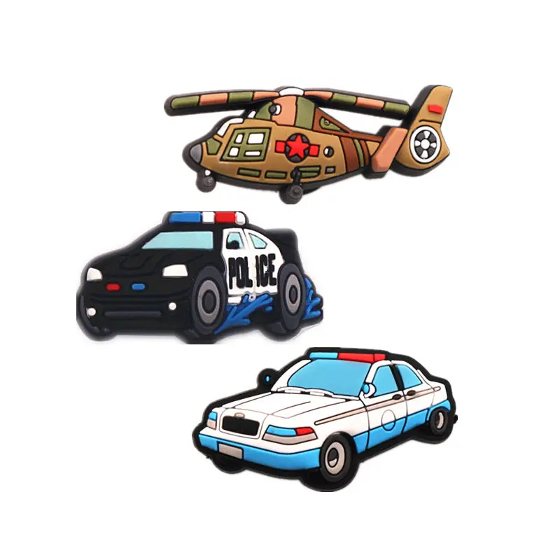 

Original Luxury Police Car Shoe Accessories Charms Armed Helicopter Shoe Buckle Decoration for Ornament Kids X-mas Party Gifts