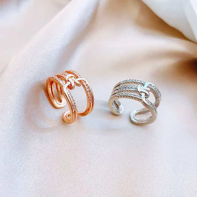 

Net Red Ring Women Ins Personality Index Finger Ring Fashion Simple Light Luxury Rose Gold Plated,silver Plated Thai Silver Gift