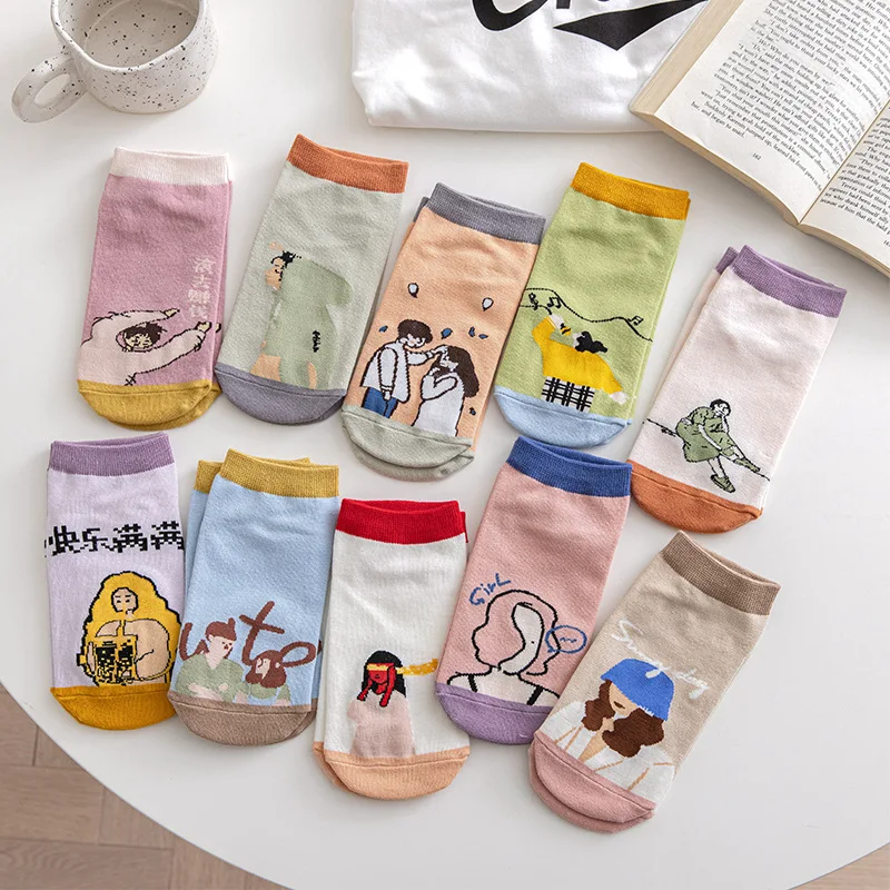 Japan Women Summer Fashion Streetwear Cute Low Ankle Socks Cartoon Character Sock