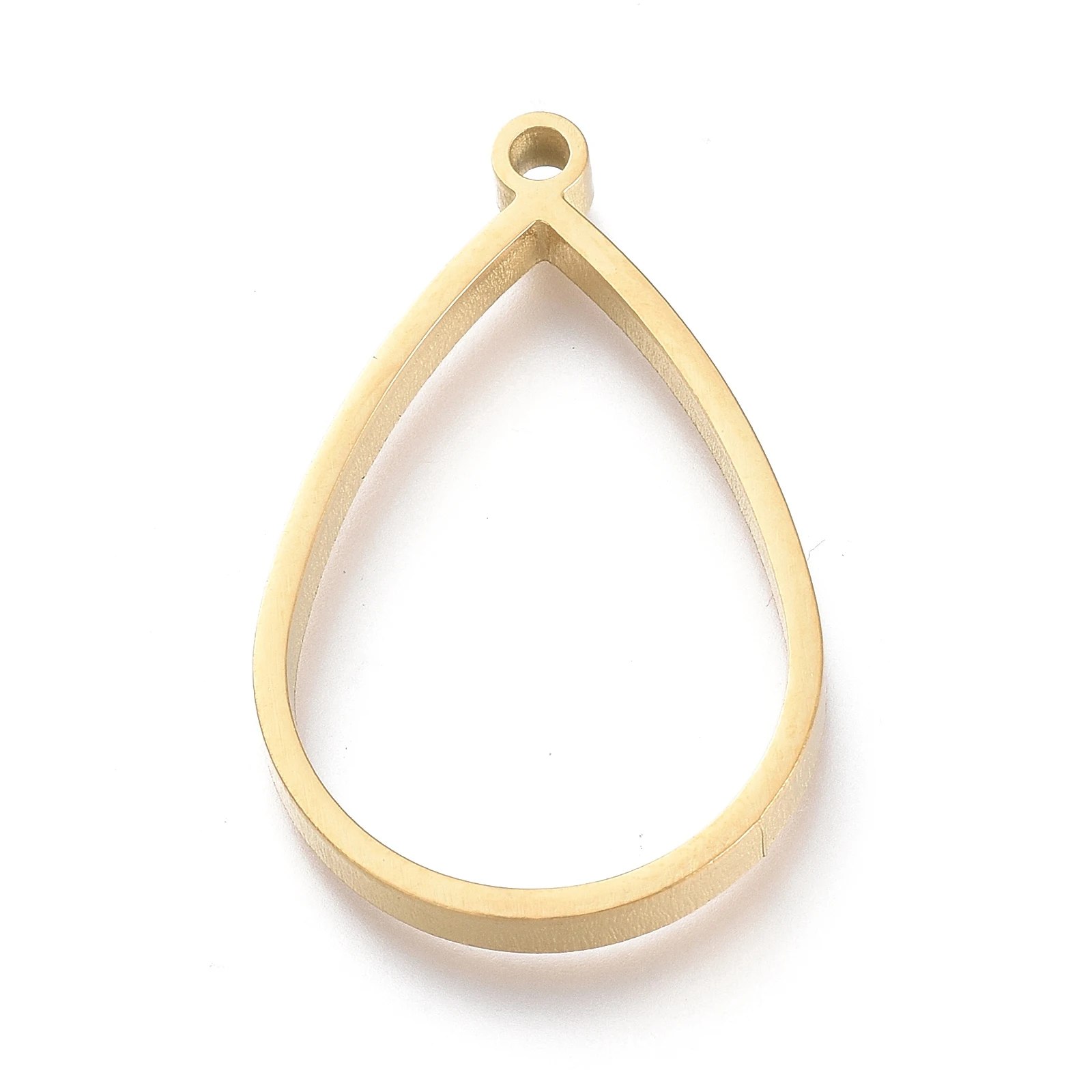 

PandaHall Teardrop Stainless Steel Open Back Bezel Polishing Pendants, Real 24k gold plated