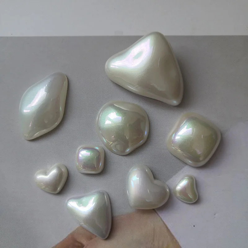 

Half-faced plastic pearl Half-hole heart triangle square irregular shaped ABS imitation pearl beads