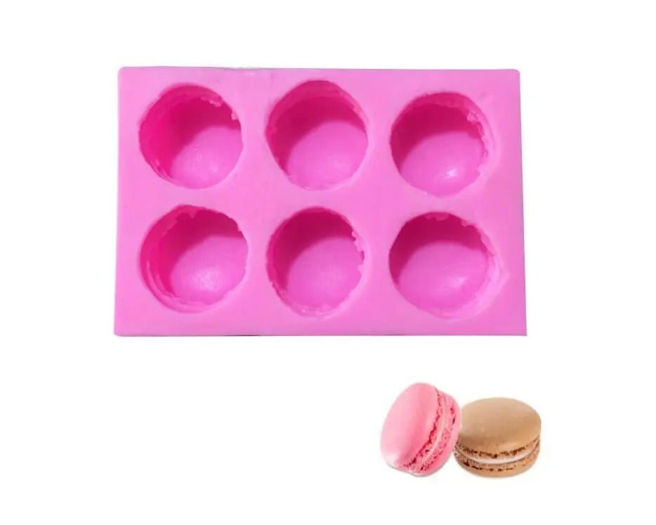 

6-Cavity 3D Macaroon Hamburger Silicone Mold, Pink