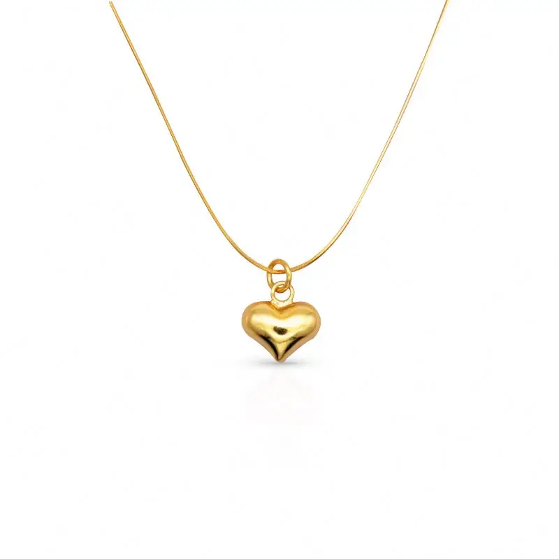 

Chris April in stock romantic 925 sterling silver 18k gold plated snake chain heart pendant necklace