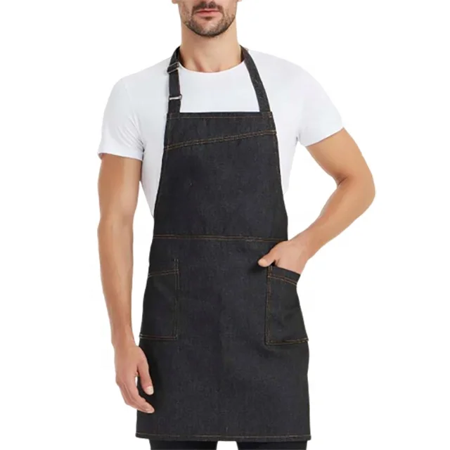 

SunYue BBQ Denim Apron With Pockets Kitchen Cowboy Apron Cooking, Can be customized