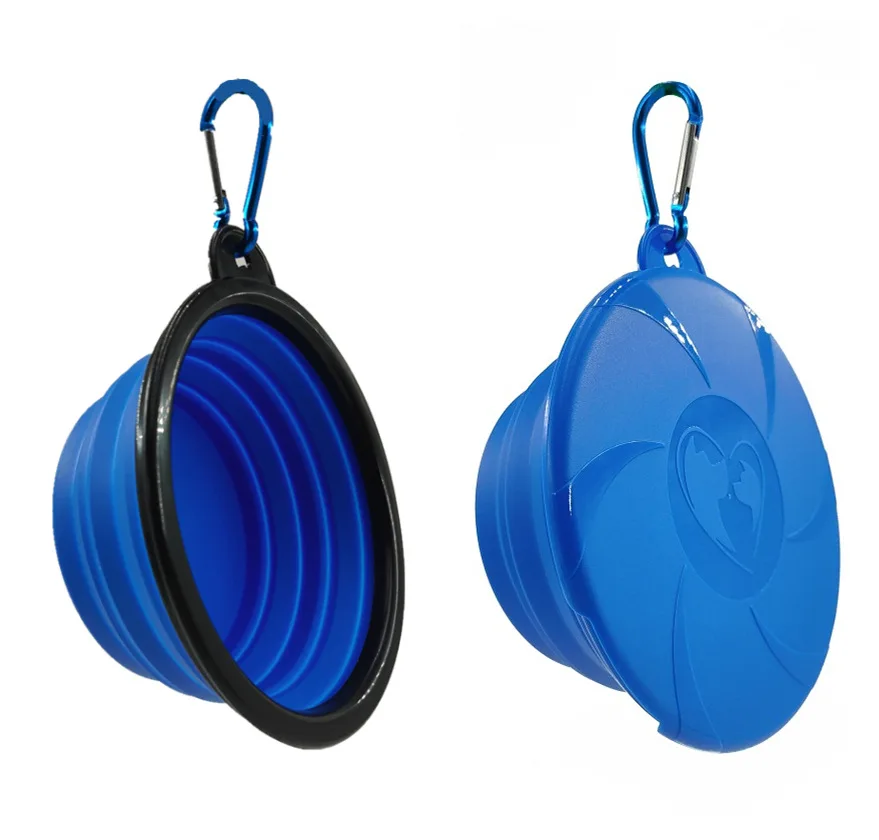 

Silicone Feeding Watering Bowls with Lids & Carabiners for Dogs Cats Traveling collapsible bowls, Multicolor