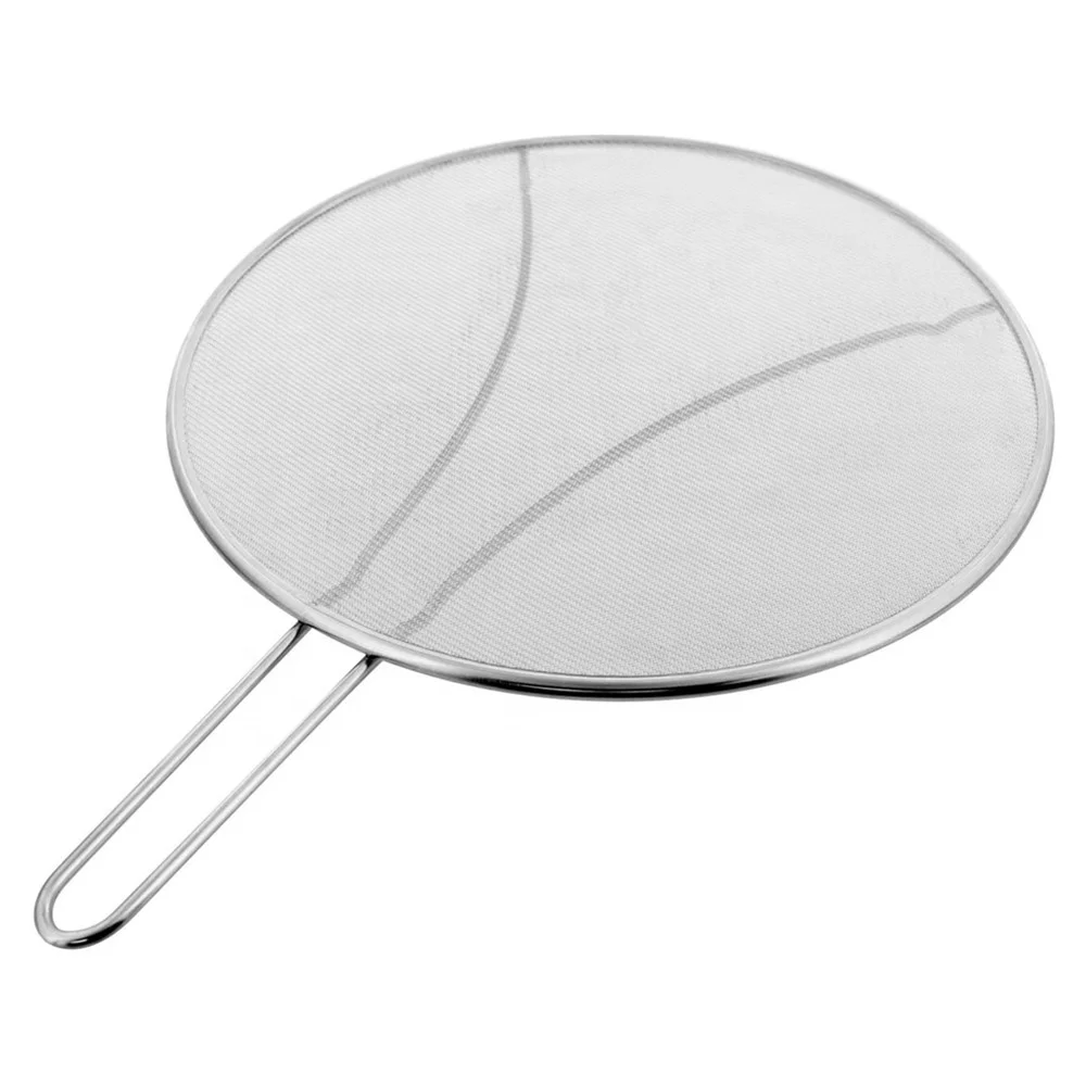 

Grease Splatter Screen for Frying Pan Multifunction 13" Stainless Steel Fine Mesh Splatter Screen Strainer with Resting Feet, Silver