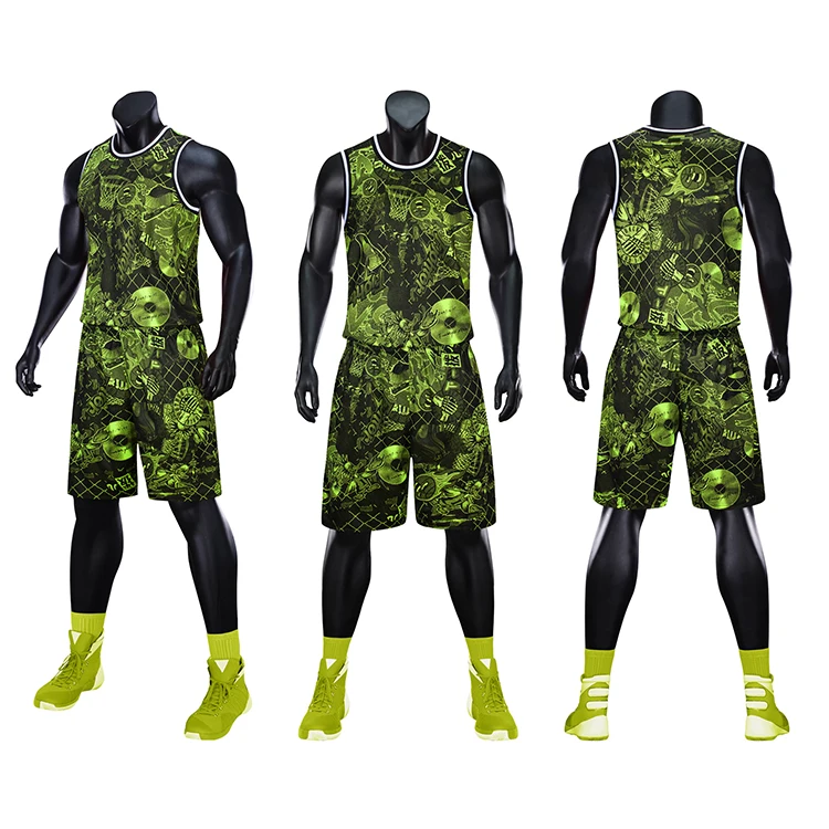 

RTS New style basketball jersey Wholesale custom quick dry basketball apparel sublimation Digital Printing basketball uniform, Camouflage white/green/blue/orange/red
