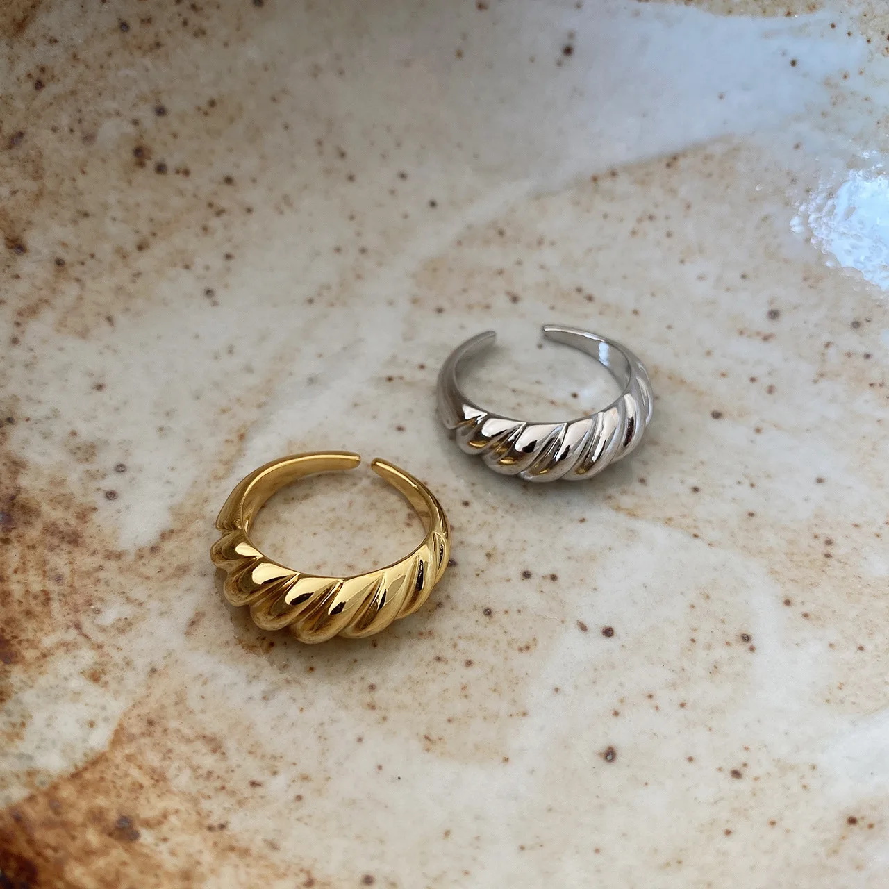 

women gold plated 925 sterling silver croissant ring