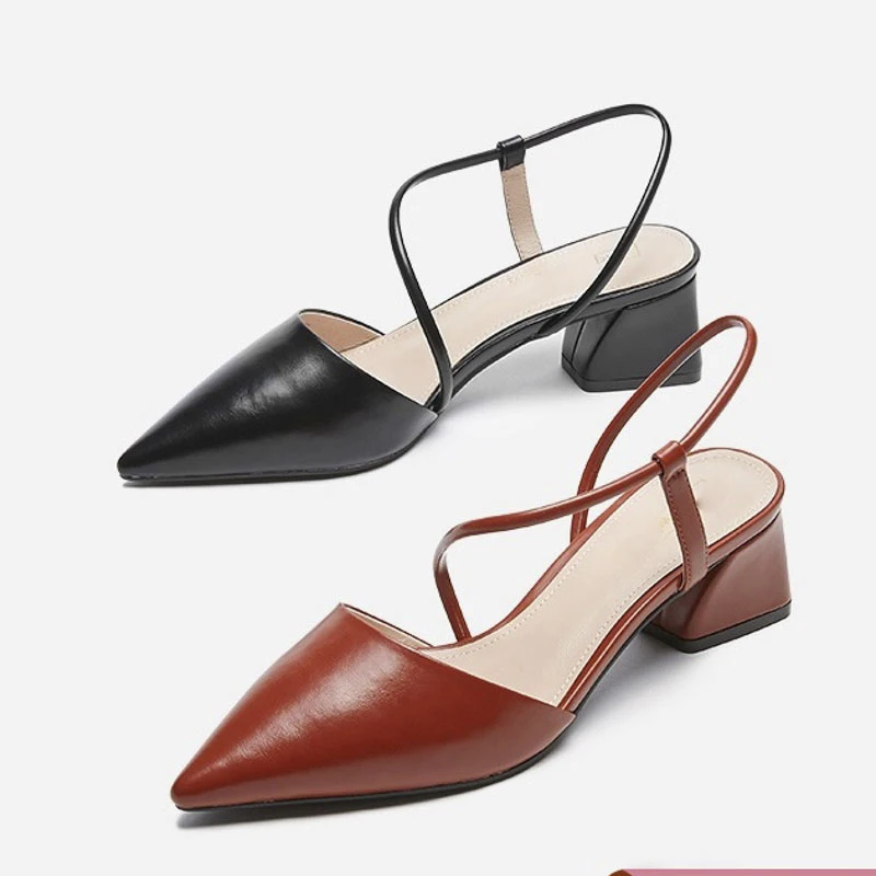 

lady casual shoes ankle strap design pu upper women point toe block heel sandals, Customized color