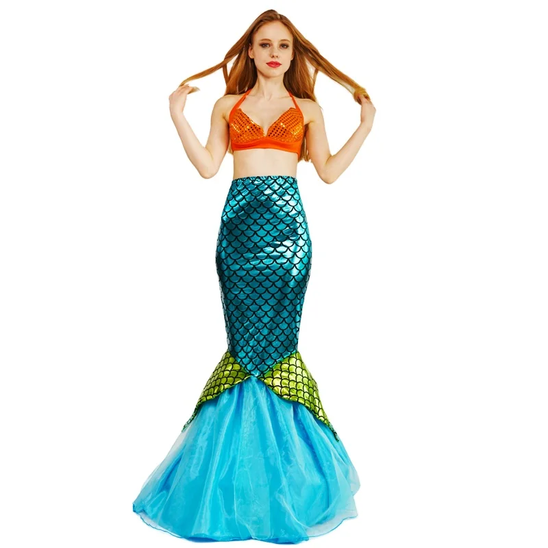 

Adult Glistening Mermaid Dress Halloween Party Cosplay Sequin Beautiful Mermaid Costume for Women