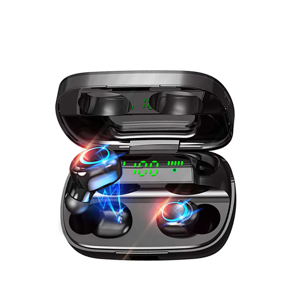 S11 TWS Waterproof In Ear Sports Wireless Bluetooth Stereo Earphone Waterproof Earbuds 2200mAh LED Display Smart Power Bank