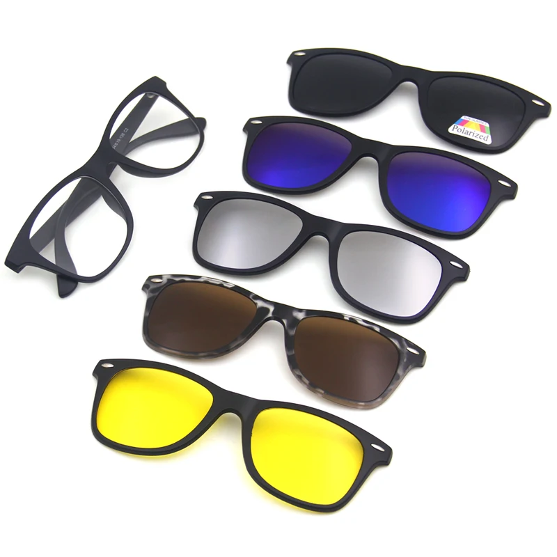 

clip on Glasses Polarized wholesale good design 5 in1 Driving Sunglasses Polarized Magnetic Night Vision Glasses