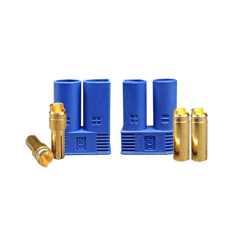 
High Quality Male Female Gold Plated Banana Plug 5mm Bullet Connector EC5 With Blue Housing For RC FPV Drone Lipo Battery  (60709451878)