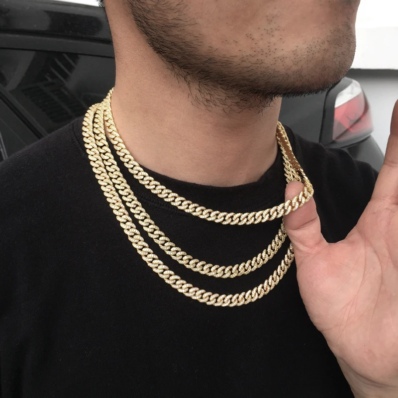

Miss 8mm Custom Hip Hop Jewelry Plating White 14k Gold Iced Out Diamond Miami Men Cuban Link Chain Necklace, 14k gold / white gold