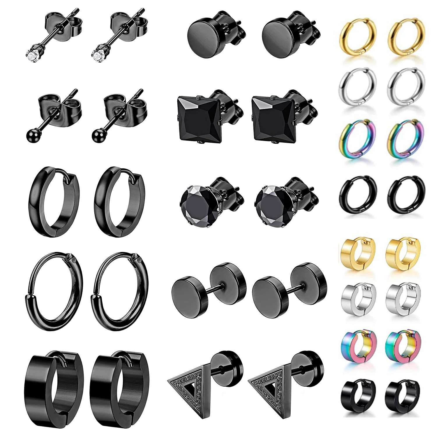 

2.5mm Thick Hot Sale Simple Gold Black Round Body Piercing Jewelry Stainless Steel Hoop Earrings Hollow Stud Earrings