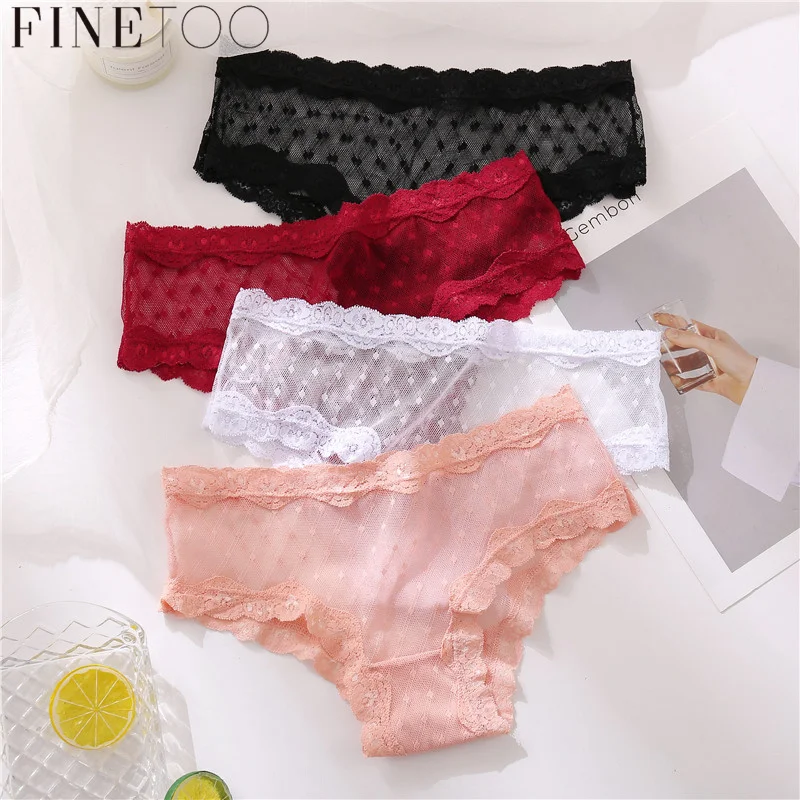 

FINETOO Women sexy Lace Panties Ladies Thongs Low Waist Transparent Underwear Sexy G-String Lingerie